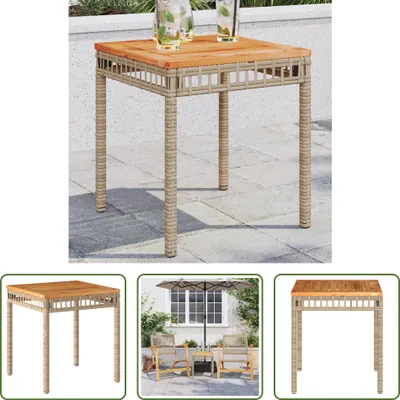 Obrázek produktu pro The Living Store Zahradní stůl béžový 38x38x42 cm Poly ratan Akáciové dřevo