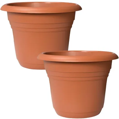 Image de Pot de fleurs en plastique Ø 35 cm Terra - 2 pièces