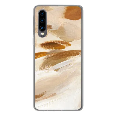 Produktbild von MuchoWow® Handyhülle Schutzhülle Hülle für Huawei P30 Farbe - Beige - Weiß Silikon Softcase Handy Hülle - Kartenbesitzer