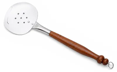 Schuimspaan Edelstahl Holzgriff 46,5 cm für Kasan und Wok