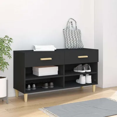 Produktbild von "2026 Promotion" Schuhschrank, moderner Schuhkommode, Schwarz 102x35x55 cm Holzwerkstoff - Schuhregale CC27636