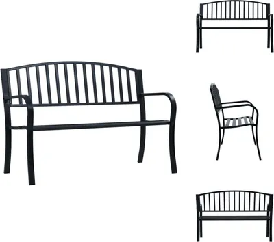 Immagine prodotto di vidaXL Panchina da giardino 125 cm in acciaio nero - Panchine da giardino