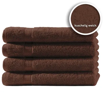 Produktbild von 4er Set Gästetücher Handtücher Duschtücher Badetücher Frottee 100% Baumwolle, Farbe:Braun, Größe:Handtücher 50x100 cm