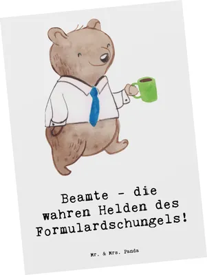 Produktbild von Mr. & Mrs. Panda Postkarte Beamtin Heldin - Weiß - Geschenk, Ansichtskarte, Dokumente, Postkarten, Berufspassion, Anerkennung, Ansichtskarten, Berufe, Beruf, kunstkarte