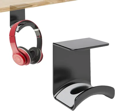 Productafbeelding van Headset houder, voor kantoor, onder bureau, plastic, zwart