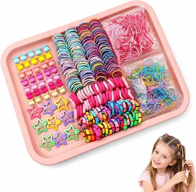 Produktbild von Elastische Haarbanden Set, 875 Stück, mehrfarbig, für Mädchen
