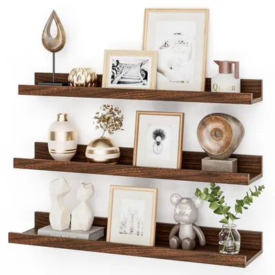 Produktbild von Wandregal 3er Set Walnuss 60cm Schweberegal Holz MDF