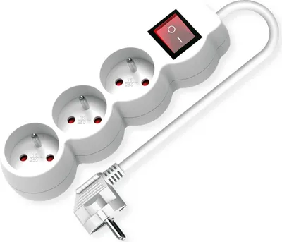 Produktbild von VALUE 3-fach Steckdosenleiste UTE mit Schalter, runde Dosen, weiß, 3 m