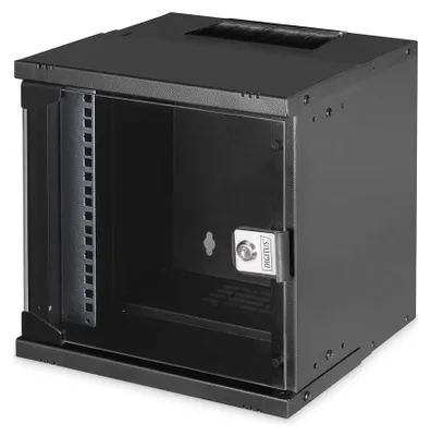 Produktbild von Digitus Wandgehäuse SOHO Pro - 254 mm (10") - 315x300 mm (BxT), Wandmontiertes Regal, 6U, 60 kg, Sperrschloss, Ablageschienen, Verbessertes Kabelmanagement