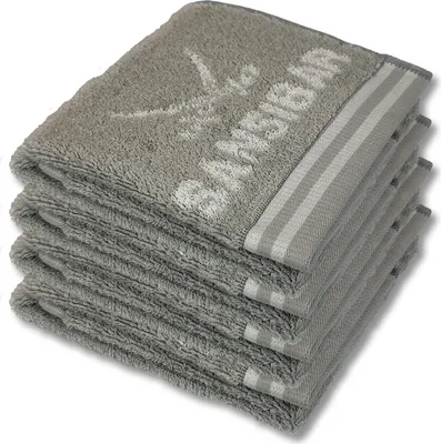Produktbild von Sansibar Sylt Gästehandtuch 4er Set,  Frottier-Serie "Doubleface“, 30x50 cm, silber/weiß