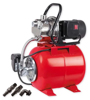 Produktbild von WALTER Edelstahl-Hauswasserwerk 1200 W, zur Förderung von klarem Wasser, zuverlässige Wasserversorgung, Fördermenge 3.800 l/h, mit Manometer