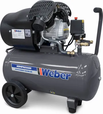Produktbild von Weber Druckluft Kompressor grau 230 V 10 bar 392 l/min. 50L Tank Schnellkupplung platzsparende Bauweise Werkstattkompressor Luftkompressor