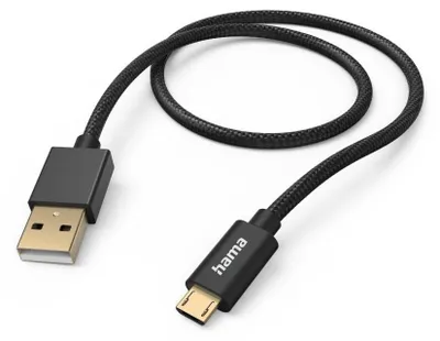 Produktbild von Hama Ladekabel "Fabric", USB-A - Micro-USB, 1,5 m, Nylon, Schwarz