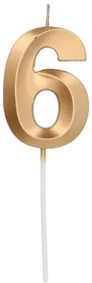 Immagine prodotto di Candela cifra glamour / numero 6 oro metallizzato