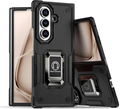 Image de Pour Samsung Galaxy Z Fold7 5G Armor Magnet Ring TPU Hybrid Housse de protection noire