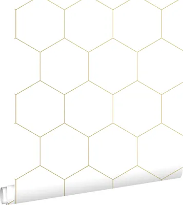 Immagine prodotto di ESTAhome carta da parati esagono bianco e oro 53 cm x 10.05 m