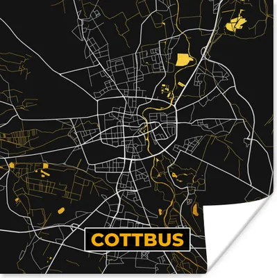 Produktbild von MuchoWow® Poster Cottbus - Gold - Karte - Stadtplan - Deutschland 100x100 cm - Babyzimmer