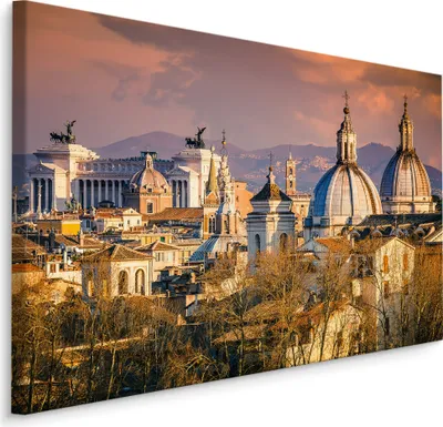 Obrázek produktu pro Obrázek Řím architektura nebe stromy Dekorace ideální pro obývací pokoj s 3D efektem 40x30cm
