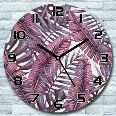 Produktbild von Wanduhr aus Glas Rund fi 30 Lila Dschungel Quarz Deko Schlafzimmer Büro
