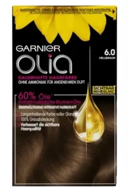 Zdjęcie produktu dla Garnier Olia, 6.0 Jasny Brąz, Farba do włosów (PRODUKT Z NIEMIEC)