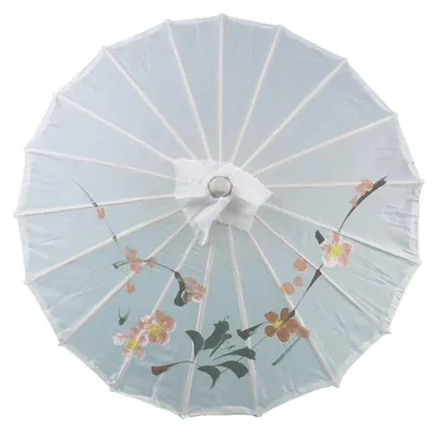 Produktbild von Deko Schirm klein 110b aus Kunstfaser wasserfest weiss Bambus Ø55 cm