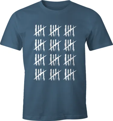 Produktbild von Herren T-Shirt 60 Geburtstag Strichliste Striche Jubiläum Jahrgang Geschenk Alter Fun-Shirt Moonworks® denim XL