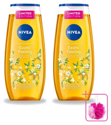 Immagine prodotto di 2 flaconi di gel doccia Nivea, linea "Exotic Feeling", da 250 ml ciascuno, confezione risparmio (2 pezzi)