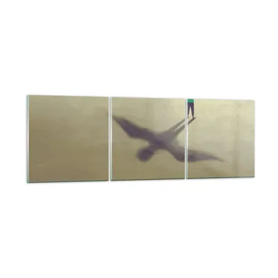 Produktbild von Bilder auf glas - 3 Teile - Kind Symbol Vogel - 90x30cm - Glasbilder - Wandbilder - Bilder - zum Aufhängen bereit - Wanddekoration aus Glas - Glas Bilder - Wandbild auf Glas - GCA90x30-4765