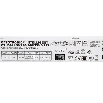 Obrázek produktu pro Osram OTi DALI 60/220…240/550 D LT2 L, 5 W, 100000 h, -25 - 60 °C, 198 - 264 V, 50/60 Hz, 25 A