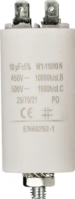 Zdjęcie produktu dla Kondensator 450 V + uziemienie 10,0 uf / 450 v + Aarde