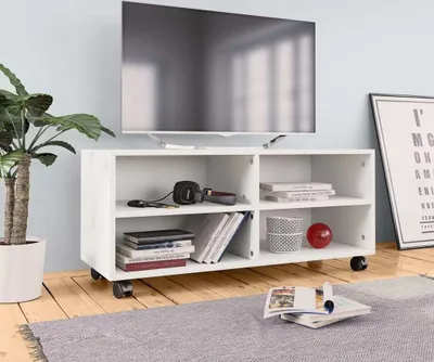 Immagine prodotto di Mobile TV con rotelle bianco 90x35x35 cm materiale legno