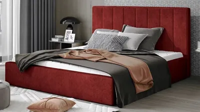 Produktbild von Casa Padrino Luxus Doppelbett mit Matratze Bordeauxrot - Verschiedene Größen