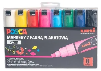 Obrázok produktu pre Plakatové fixky Uni Posca PC-8K, 8 farieb
