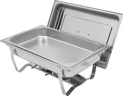 Image de Chafing dish - Ensemble - Acier inoxydable - Rectangulaire - 1 compartiment - Restauration professionnelle