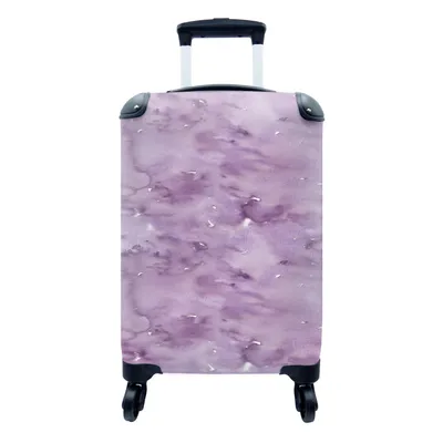Produktbild von MuchoWow® Koffer Handgepäck Trolley Rollkoffer Kleine Reisekoffer mit 4 Rollen - Aquarell - Muster - Lila - Cabin Size < 55x40x23 cm & 55x40x20 cm - Fotokoffer - Kabinenkoffer - Boardgepäck - Reise-Box - Reisekoffer - Reisegepäck - Koffer mit Bild - Trolley für Kinder