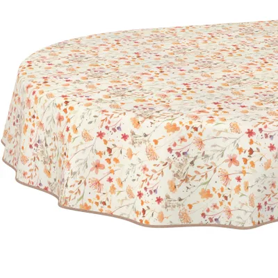 Tischdecke Alessia-Wildblumen Orange-Beige Oval 280x140cm Band, Hauptbild