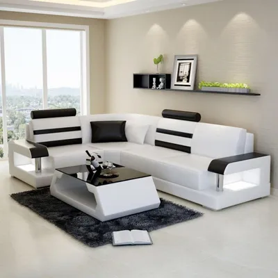 Produktbild von Ecksofa Leder Sofa Couch Polster Eck Sitz Wohnlandschaft Garnitur L Form Möbel