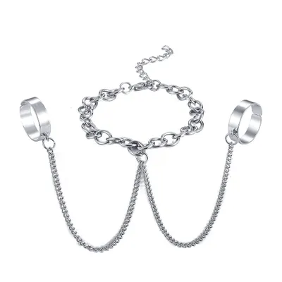 Image de INF Elégant bracelet à anneaux avec deux anneaux - bijoux tendance et stylé pour femmes Argent