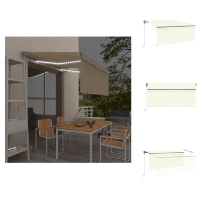 Obrázek produktu pro vidaXL Markýza automatická s roletou LED větrný senzor 3,5x2,5m krémová - Markýzy
