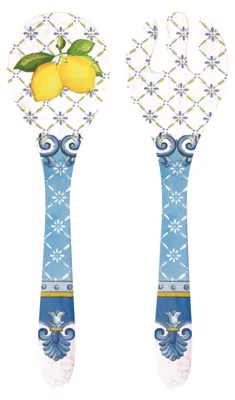 Produktbild von Salatbesteck SORRENTO Zitronen L. 28cm weiß blau gelb Melamin Easy Life