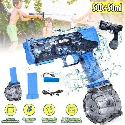 Produktbild von Wasserpistole Elektrisch, Automatische Wasserpistole, Wasserpistole mit 500ml+50ml Kapazität, Elektrische Wasserpistole für Erwachsene Kinder Pool