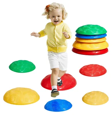 Immagine prodotto di VEVOR, set di 6 pietre di equilibrio per bambini, fino a 100 kg, gioco di coordinazione con percorso a ostacoli per giochi all'interno o all'aperto