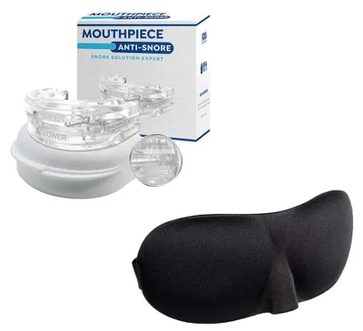 Immagine prodotto di Mascherina anti-russamento, posizionamento della mascella regolabile, vestibilità confortevole, maschera per gli occhi B Braces