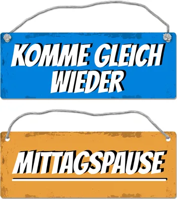 Produktbild von Mittagspause - Komme gleich wieder Wendeschild mit Kordel Schild Türschild
