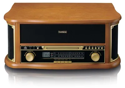 Image de Classic Phono TCD-2551WD - Platine vinyle en bois au design rétro avec Bluetooth®, radio AM/FM, encodage USB, lecteur CD, lecteur de cassettes et haut-parleurs intégrés - bois