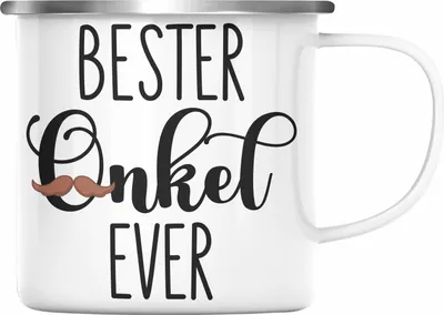 Produktbild von Trendation - Bester Onkel Ever Emaille Tasse Geschenk Geburtstag Weihnachten Lustig Geschenkideen von Nichte (Silber)