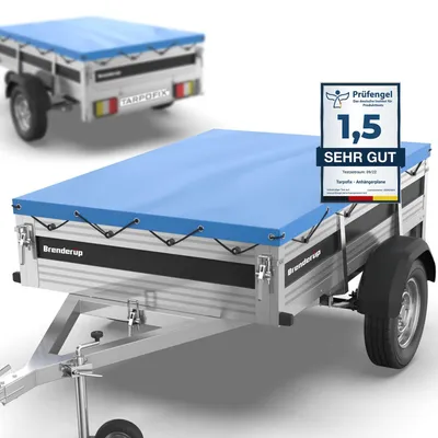 Produktbild von Tarpofix® Anhänger Plane 209 x 134 cm inkl. Planenseil | Anhängerplane Flachplane aus PVC PLANENMATERIAL | Verstärkte Brenderup Hänger Plane für 750kg PKW Hänger | Abdeckplane Hänger Abdeckung
