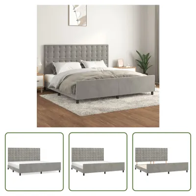 Produktbild von The Living Store Bettgestell mit Kopfteil Hellgrau 200x200 cm Samt