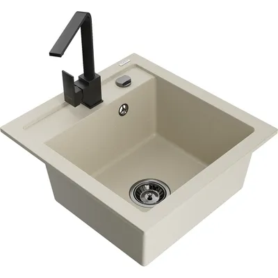 Obrázek produktu pro Mexen Vito 1-miskový granitový dřez s kuchyňskou baterií Rita, Béžová - 6503-69-670300-70