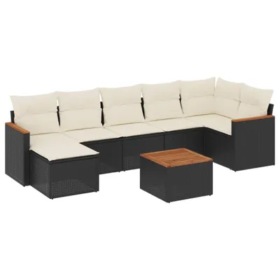 Produktbild von 8-tlg. Garten-Sofagarnitur mit Kissen Schwarz Poly Rattan